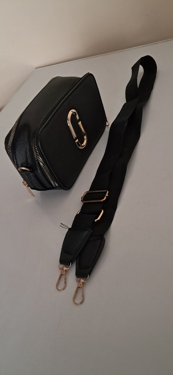 Siyah Deri Tokalı Kadın Çapraz Çanta - Görsel 3