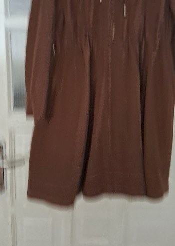 Kahverengi Uzun Keten Kadın Trençkot - Görsel 5