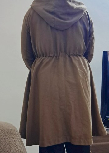 Kahverengi Uzun Keten Kadın Trençkot - Görsel 9