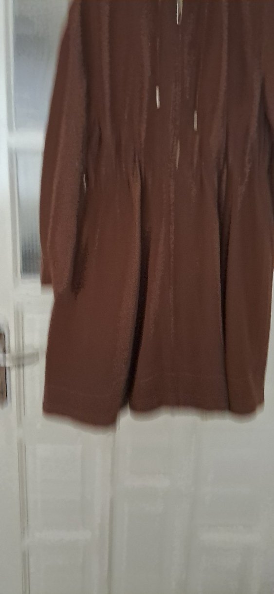 Kahverengi Uzun Keten Kadın Trençkot - Görsel 5