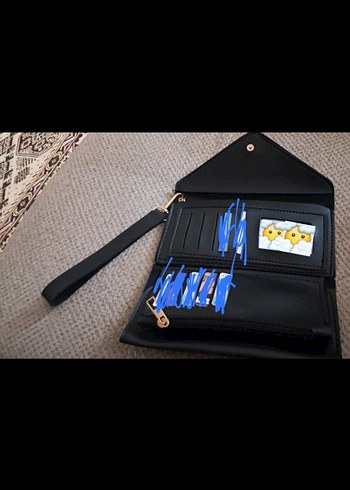 Siyah Deri Fermuarlı Kadın Portföy Cüzdan - Görsel 2