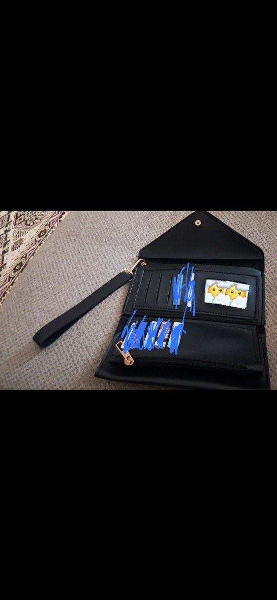 Siyah Deri Fermuarlı Kadın Portföy Cüzdan - Görsel 2