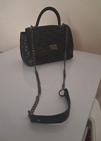 Siyah Zincir Detaylı Deri Kadın Çanta - Görsel 2