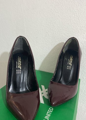 Bordo Rugan Stiletto Topuklu Kadın Ayakkabı - Görsel 3