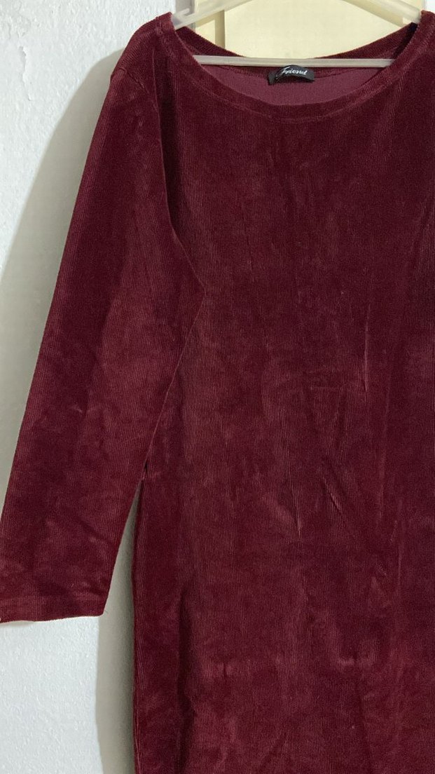 Bordo Kadın Midi Uzun Kollu Elbise - Görsel 2