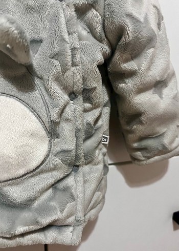 Kapüşonlu Gri Erkek Çocuk Kürklü Mont - Görsel 5