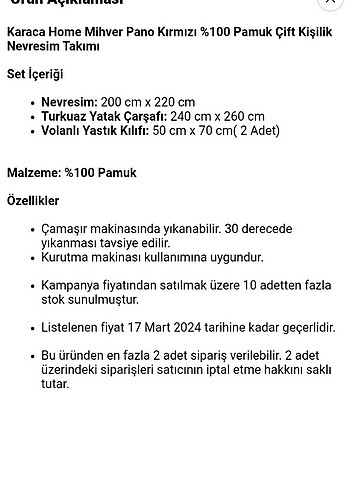 Beden Etiketli kutusunda karaca nevresim takımı