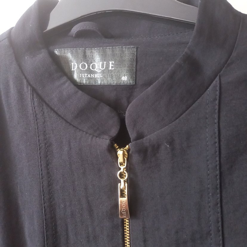 Siyah Uzun Keten Kadın Kaban - Görsel 3