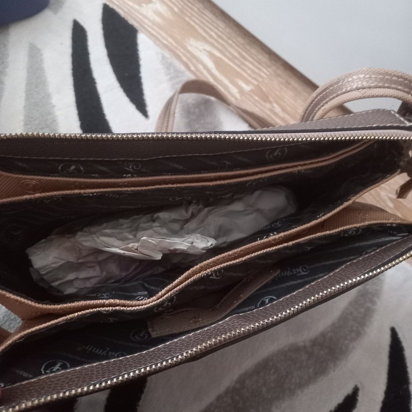 Bej Deri Kadın Çanta Fermuarlı - Görsel 5