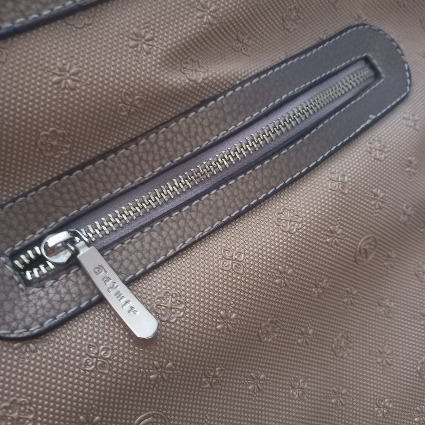 Bej Deri Kadın Çanta Fermuarlı - Görsel 2