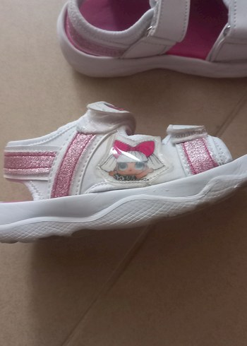 Kız Çocuk Beyaz Pembe Cırtlı Sandalet - Görsel 2