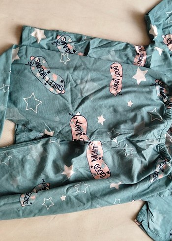 4 Yaş Beden Mavi Baskılı cocuk Pijama Takımı