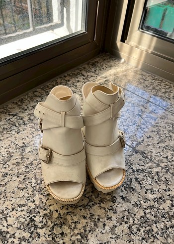 Kadın Beyaz Deri Platform Topuklu Ayakkabı - Görsel 3