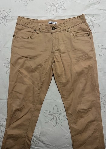 Bej Kadın Keten Kumaş Pantolon - Görsel 2