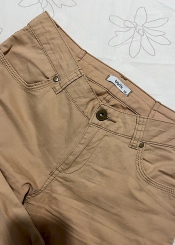 Bej Kadın Keten Kumaş Pantolon - Görsel 4