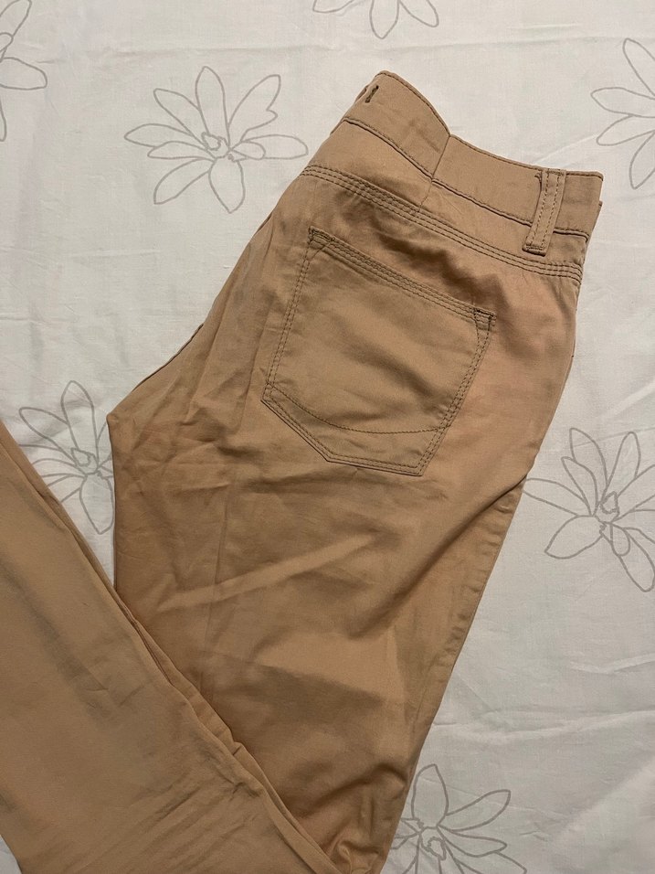 Bej Kadın Keten Kumaş Pantolon - Görsel 3