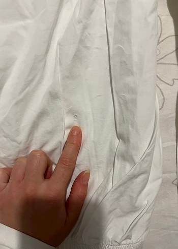 Beyaz Keten Kayık Yaka Salaş Bluz - Görsel 4