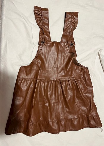 Kahverengi Deri Fırfırlı Askılı Tulum - Görsel 2