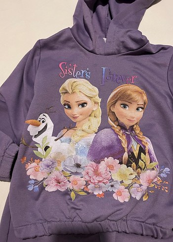 Kız Çocuk Mor Kapüşonlu Eşofman Takımı - Görsel 3