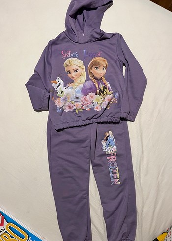 Kız Çocuk Mor Kapüşonlu Eşofman Takımı - Görsel 2