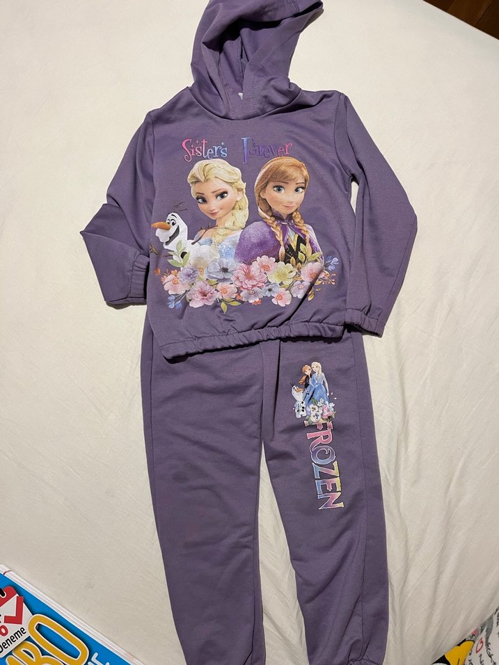 Kız Çocuk Mor Kapüşonlu Eşofman Takımı - Görsel 2