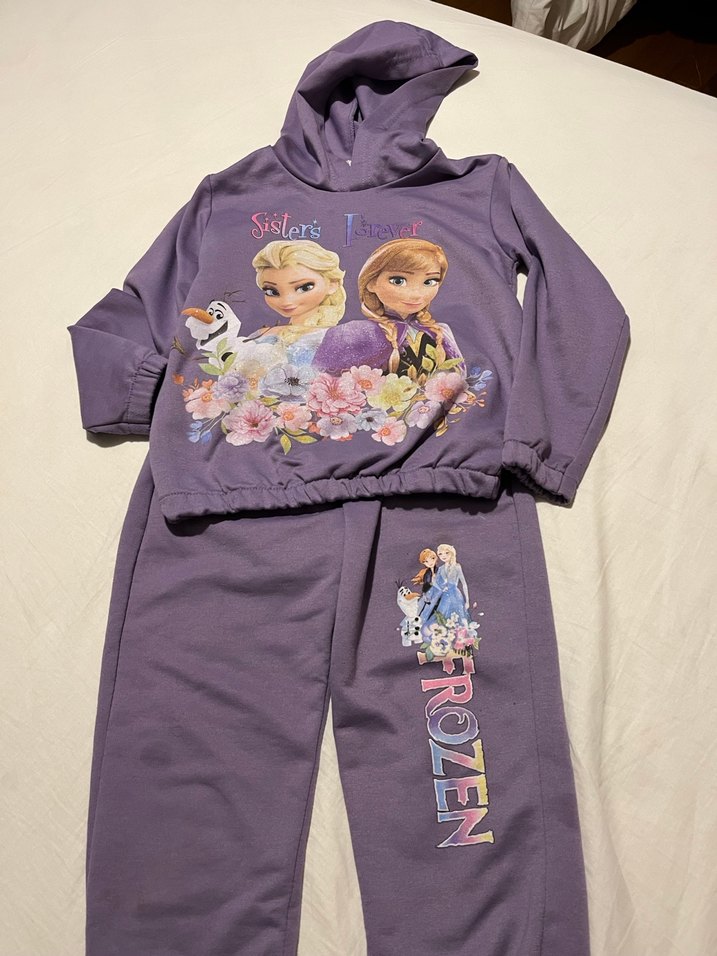 Kız Çocuk Mor Kapüşonlu Eşofman Takımı - Görsel 5