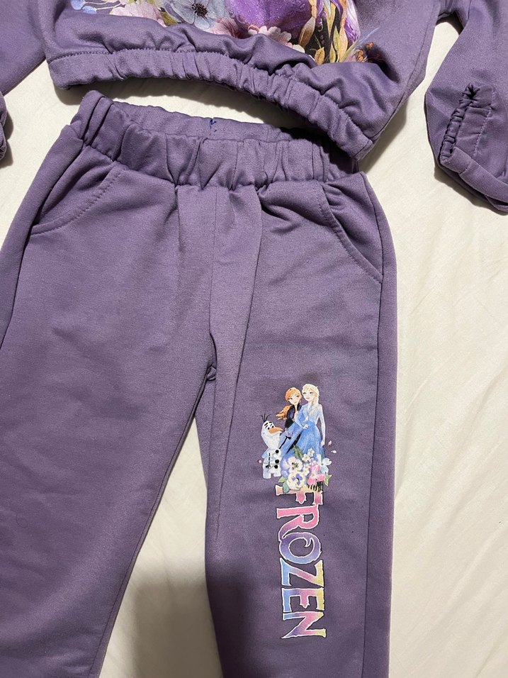 Kız Çocuk Mor Kapüşonlu Eşofman Takımı - Görsel 4