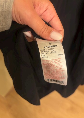 LC Waikiki LCW- Çizgili Üstü Pilili Lacivert Uzun Elbise