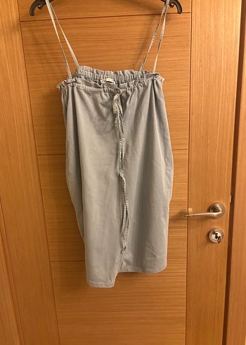 Zara Su yeşili Mini tulum Askılı elbise- zara