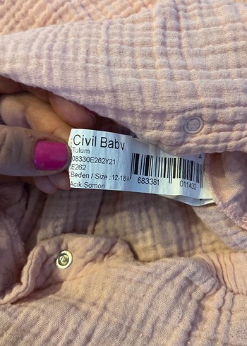 Nakışlı Bebek müslin tulum pudra - Görsel 3