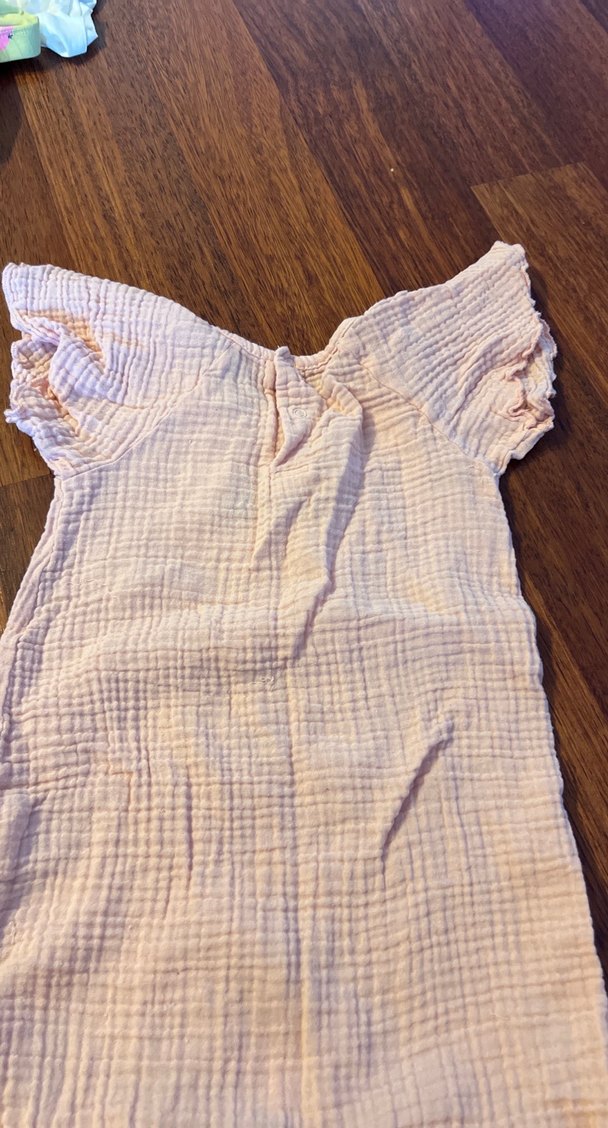 Nakışlı Bebek müslin tulum pudra - Görsel 4