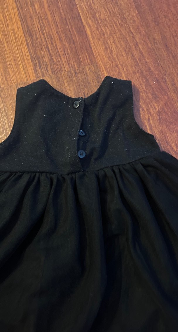 Kız Çocuk Siyah Kolsuz Fırfırlı Elbise - Görsel 2