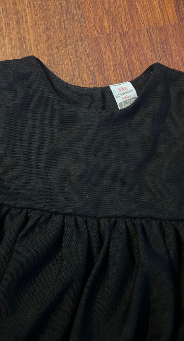 Kız Çocuk Siyah Kolsuz Fırfırlı Elbise - Görsel 4