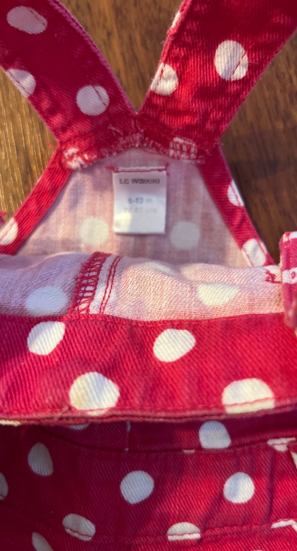 Puantiyeli Pembe Kız Salopet - Görsel 2