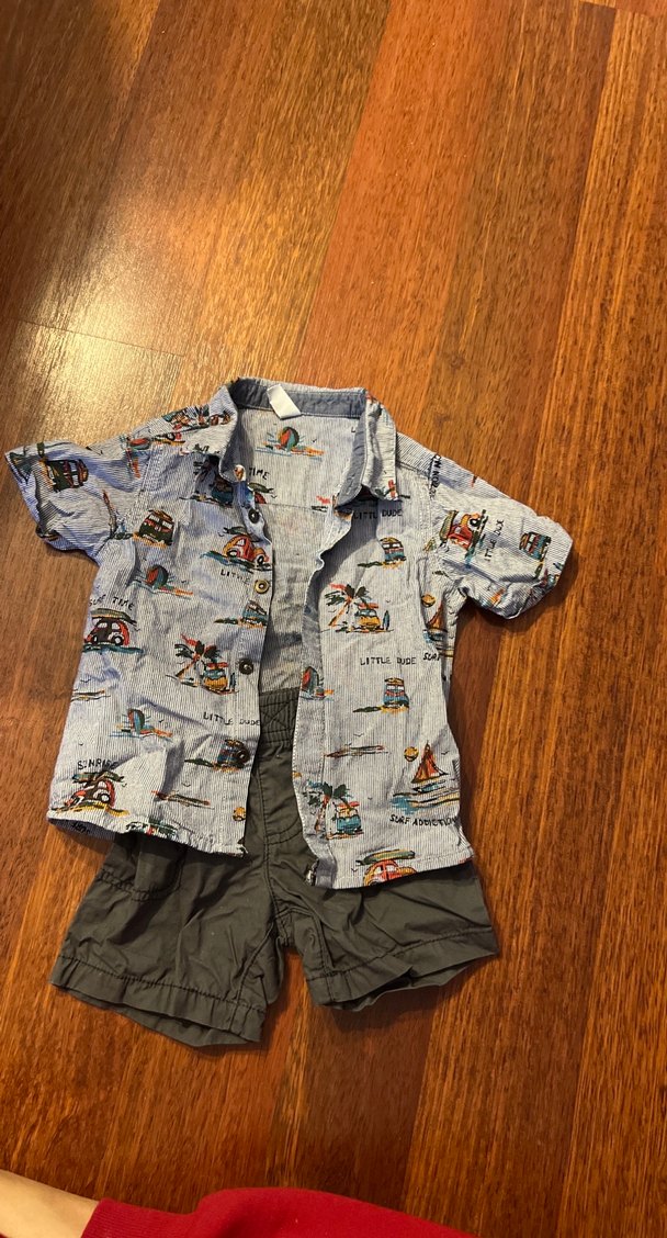 Gri Düğmeli Erkek Bebek Kısa Kollu Takım 6-12 ay - Görsel 2