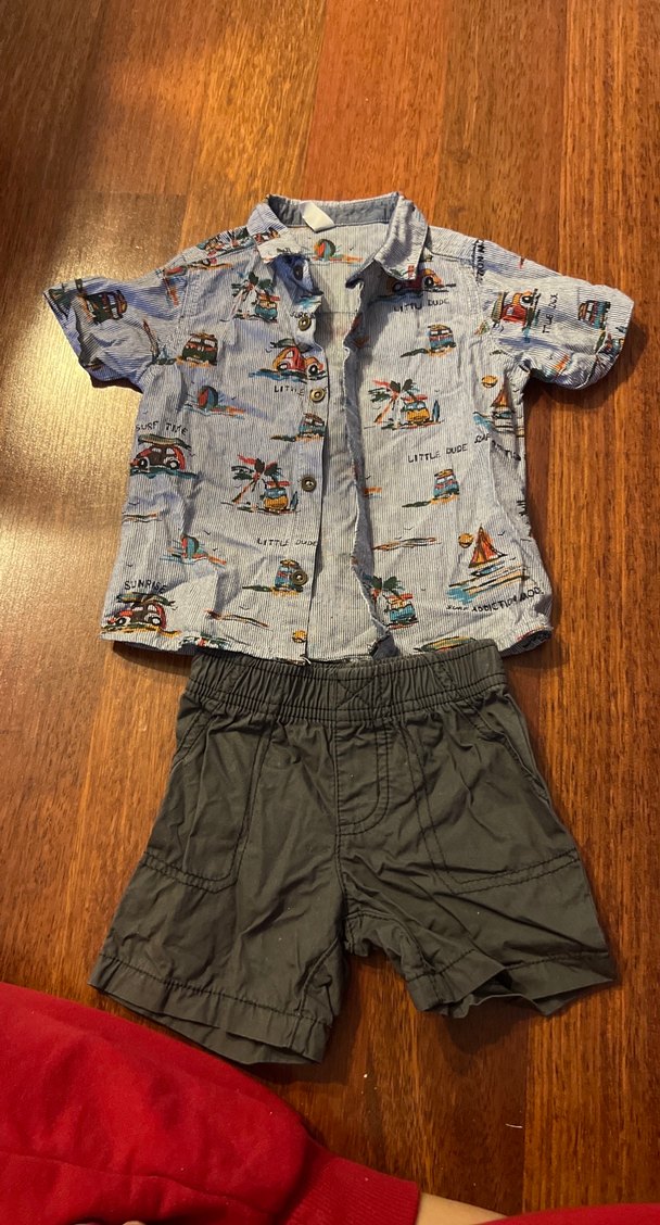 Gri Düğmeli Erkek Bebek Kısa Kollu Takım 6-12 ay - Görsel 3