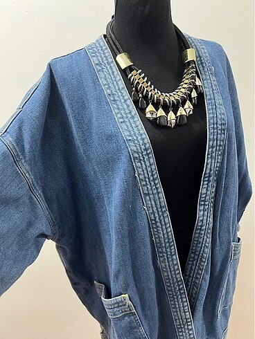 Kimono görünümlü kot ceket