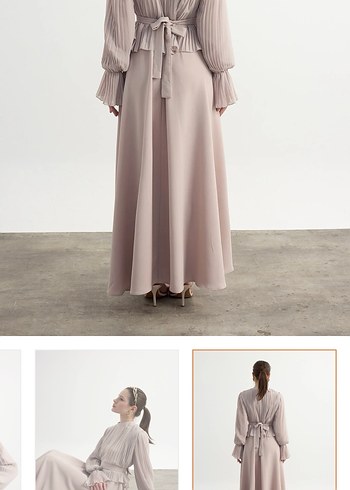 Birgül Bektaş Bej Elbise - Görsel 4