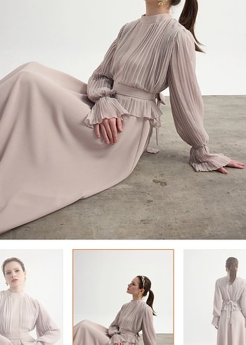 Birgül Bektaş Bej Elbise - Görsel 3