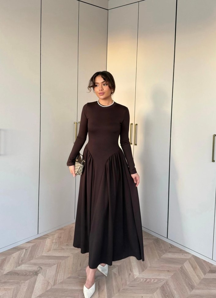 Modaala kahverengi elbise - Görsel 2