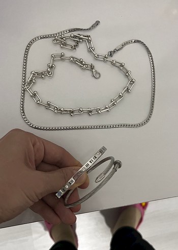 Çelik bileklik zincir ve kolye bileklik - Görsel 2