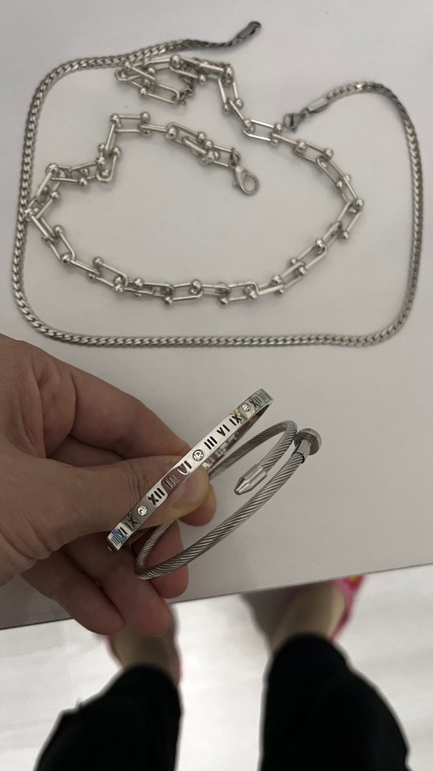 Çelik bileklik zincir ve kolye bileklik - Görsel 3
