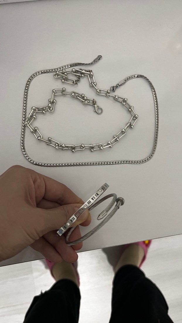 Çelik bileklik zincir ve kolye bileklik - Görsel 2