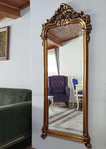 Parlak Altın Renkli Dekoratif Duvar Aynası