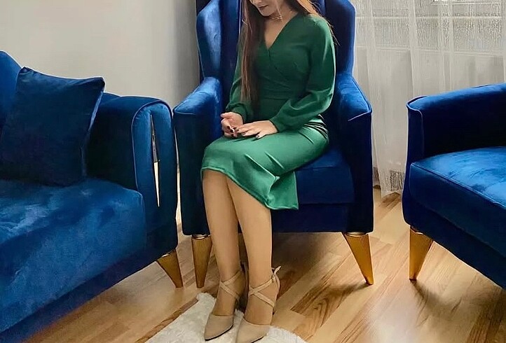 Yeşil kalem elbise