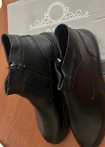 Siyah Deri Erkek Bot, Topuklu - Görsel 4