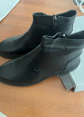 Siyah Deri Erkek Bot, Topuklu - Görsel 3