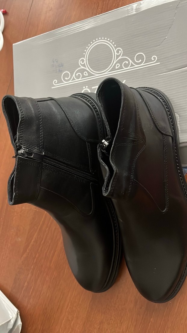 Siyah Deri Erkek Bot, Topuklu - Görsel 4