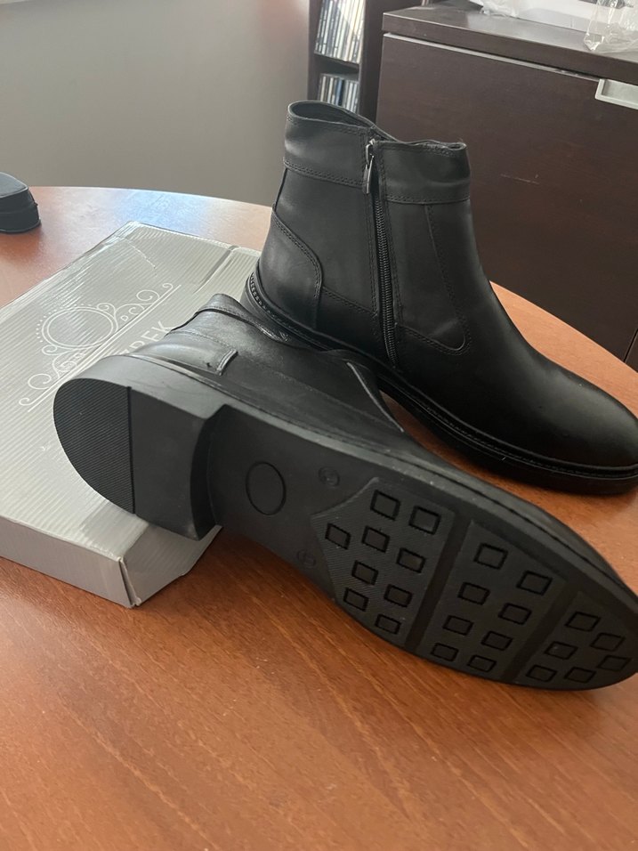 Siyah Deri Erkek Bot, Topuklu - Görsel 2