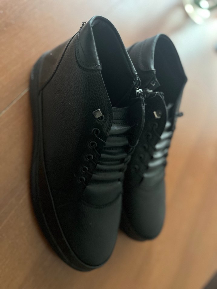 Siyah Fermuarlı Deri Biker Bot - Görsel 3